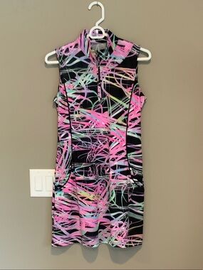EP Pro Black Mini Dress with Neon Scribble Print